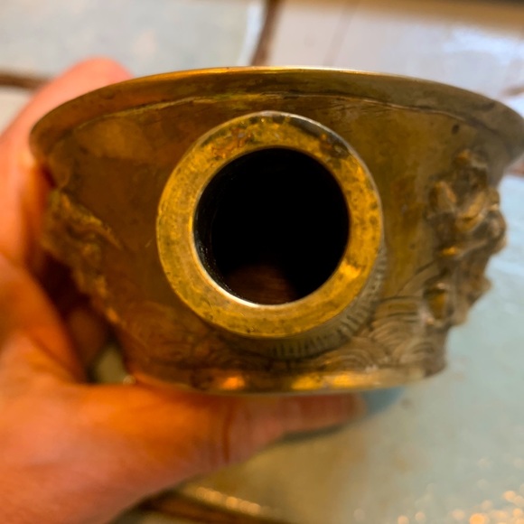 Vintage dragon figural brass miniature coal carrier - Picture 9 of 11